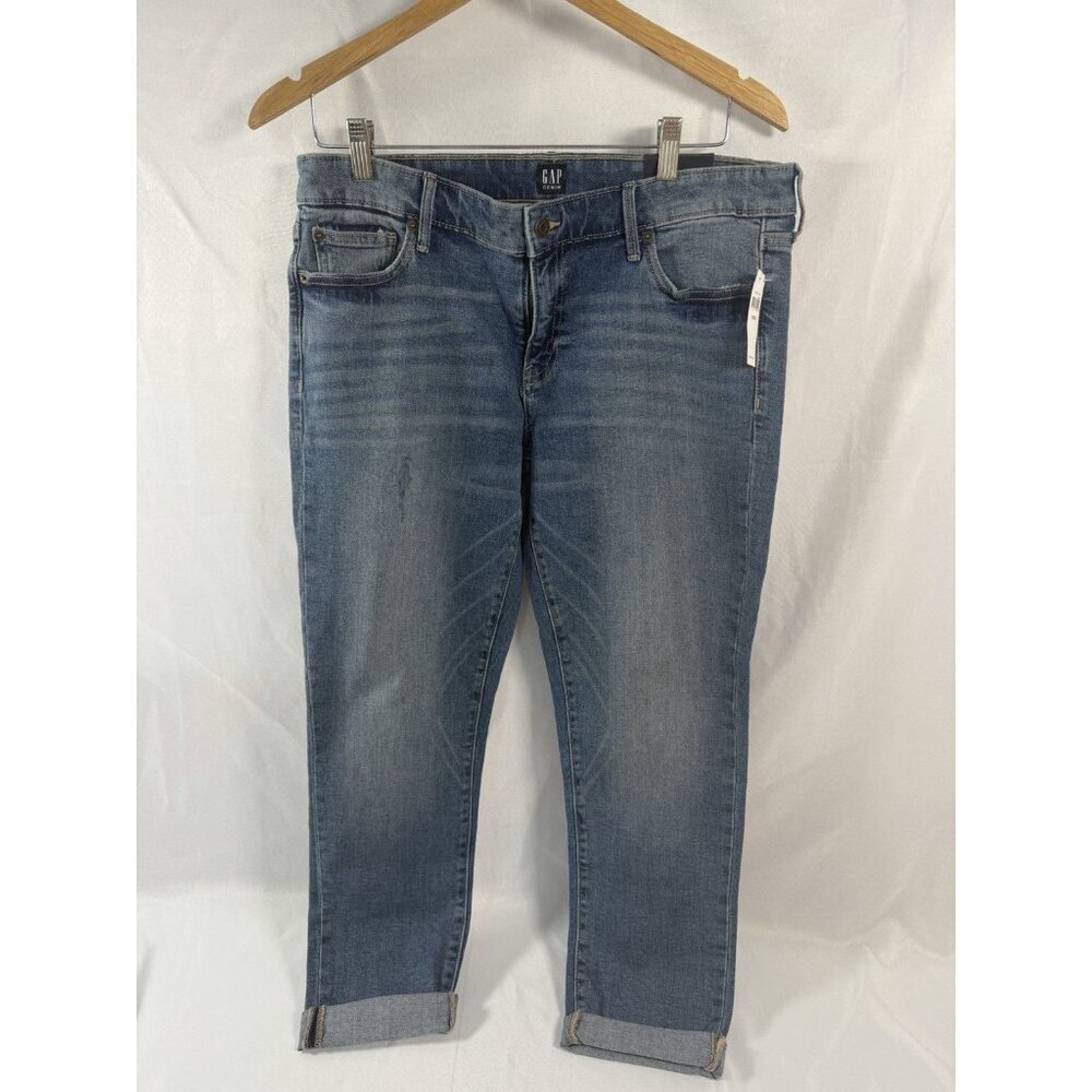 Gap 1969 Jeans Women Size 10R Blue Dark Wash Cotton Stretch Girlfriend Mid Rise